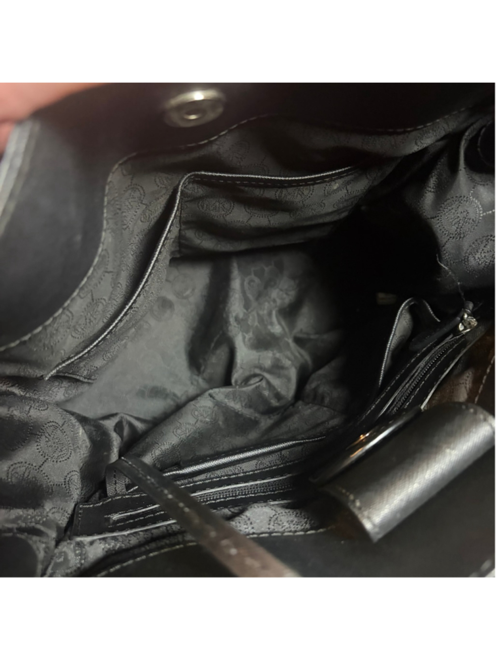 Michael Kors Hamilton Black Saffiano Leather Satchel Handbag Lock Key Strap - Picture 13 of 16